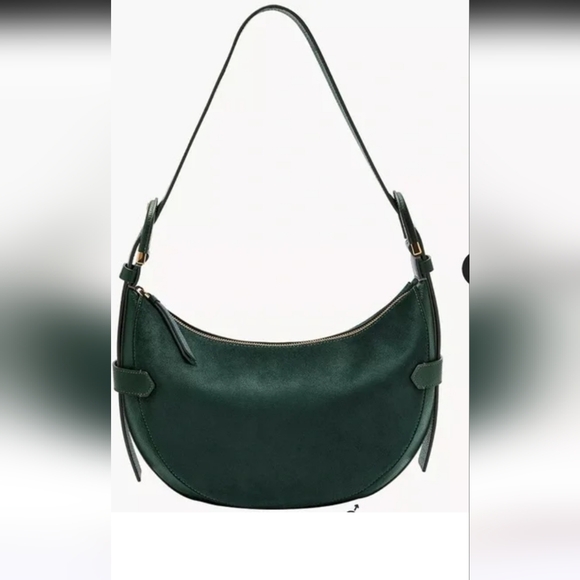 Fossil Handbags - FOSSIL Women's Dark Green SUEDE HOBO Crescent Shoulder Bag